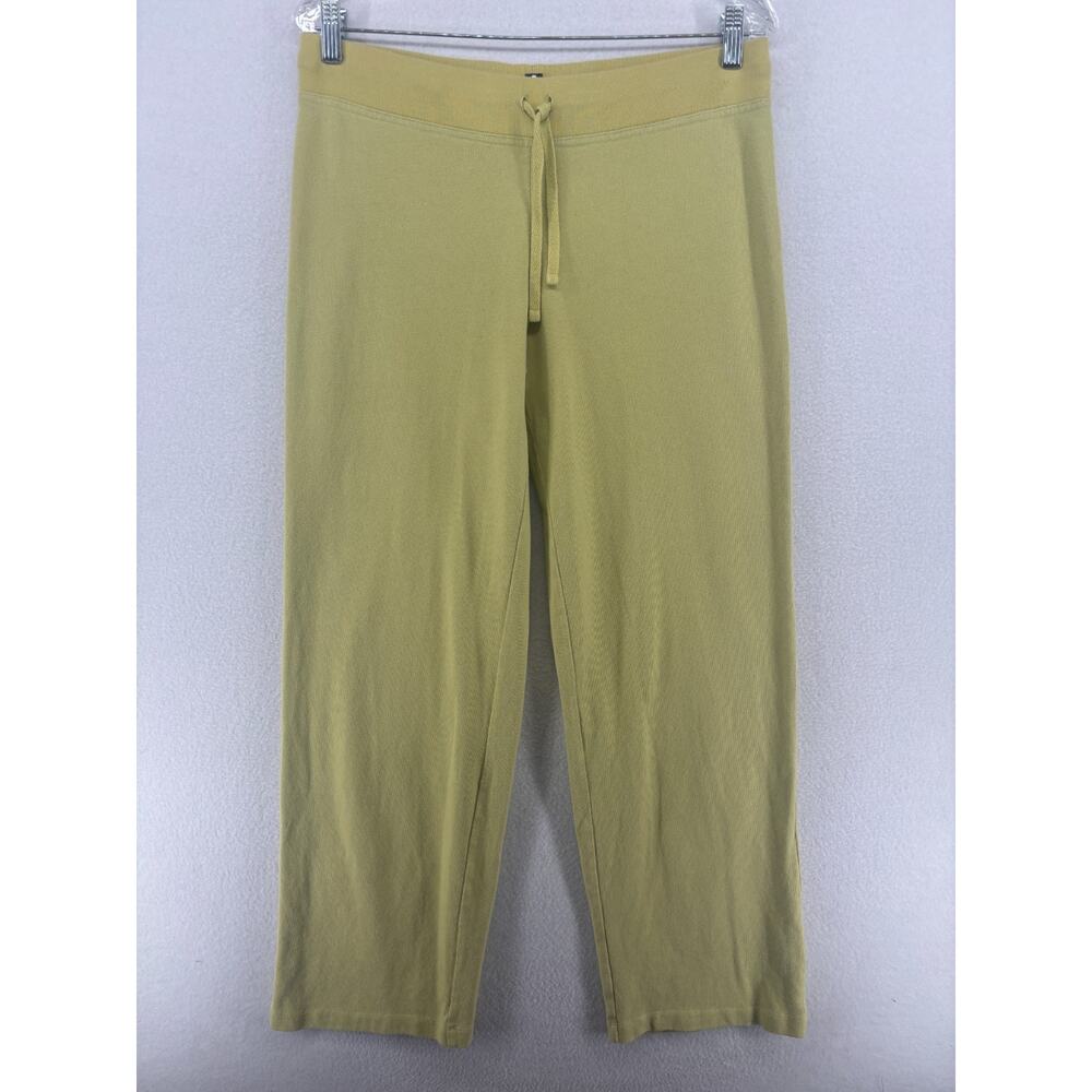 EILEEN FISHER Pants M Heavy Brushed Jersey Cotton Straight Drawstring Green VTG